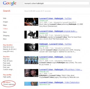 Search Google for CC videos